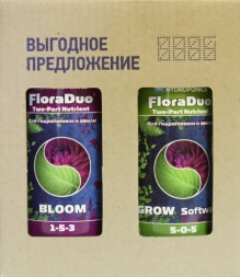 Комплект удобрений DualPart SW для мягкой воды (Flora Duo Grow SW+Flora Duo Bloom) 2x1 л