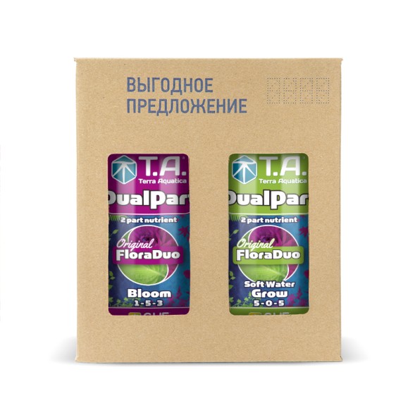 Комплект удобрений DualPart SW для мягкой воды (Flora Duo Grow SW+Flora Duo Bloom) 2x1 л