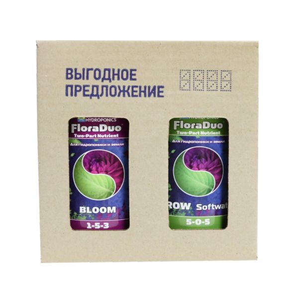 Комплект удобрений DualPart SW для мягкой воды (Flora Duo Grow SW+Flora Duo Bloom) 2x500 мл