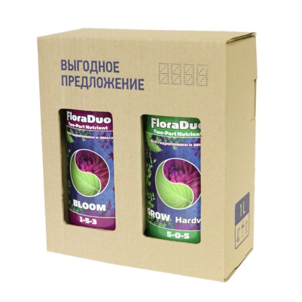 Комплект удобрений DualPart HW для жесткой воды (Flora Duo Grow+Flora Duo Bloom) 2x1 л