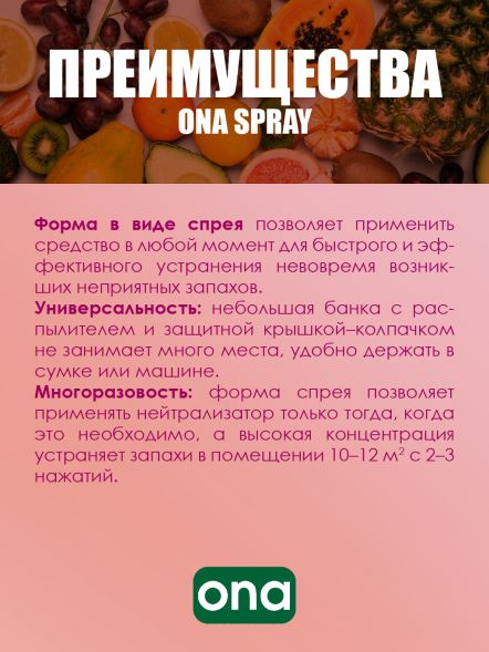 Нейтрализатор запаха спрей ONA Fruit Fusion 250 мл