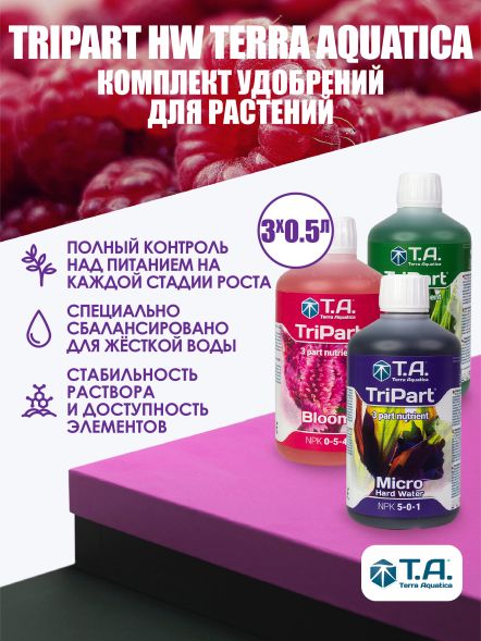 Комплект удобрений Flora Series HW GHE (Tripart Terra Aquatica Grow+Micro+Bloom) 3x0,5 л