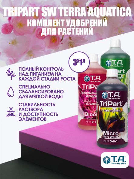 Комплект удобрений Flora Series SW GHE (Tripart Terra Aquatica Grow+Micro+Bloom) 3x1 л