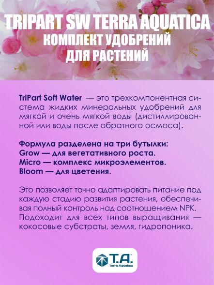 Комплект удобрений Flora Series SW GHE (Tripart Terra Aquatica Grow+Micro+Bloom) 3x1 л