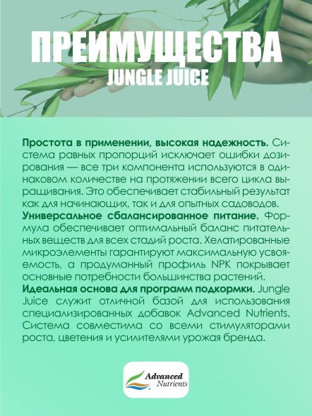 Комплект удобрений Jungle Juice (Grow+Micro+Bloom) | Advanced Nutrients 3x1 л