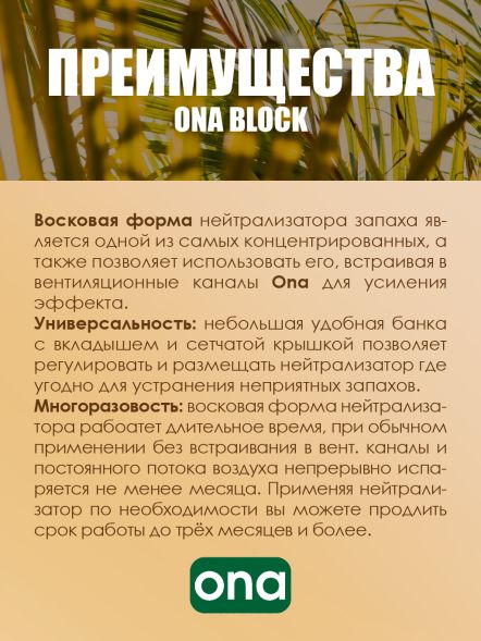 Нейтрализатор запаха ONA Block Tropics 170 г