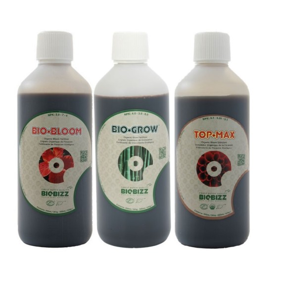 Комплект удобрений BioBizz Indoor pack (Grow+Bloom+TopMax) 3x0,5 л