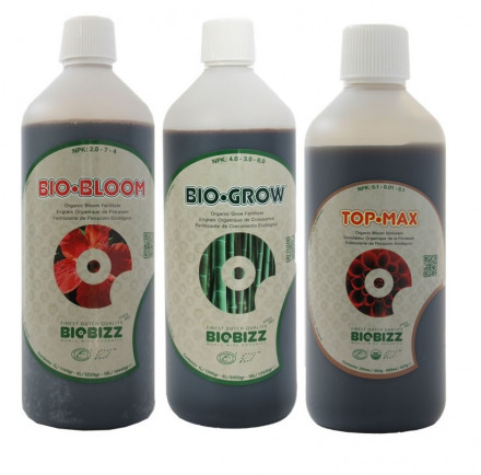 Комплект удобрений BioBizz Indoor pack (Grow+Bloom+TopMax) 3x1 л