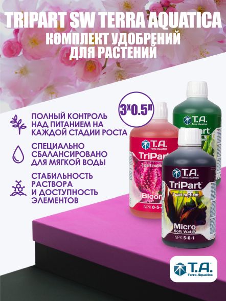 Комплект удобрений Flora Series SW GHE (Tripart Terra Aquatica Grow+Micro+Bloom) 3x0,5 л
